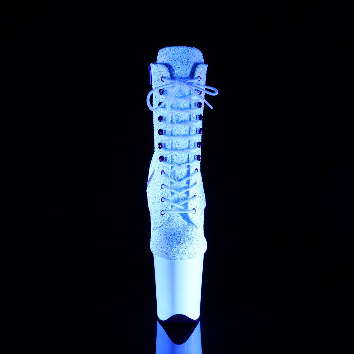 Pleaser Flamingo-1020LG NWMG/NW - Lesklé bílé kotníkové kozačky na vysoké platformě