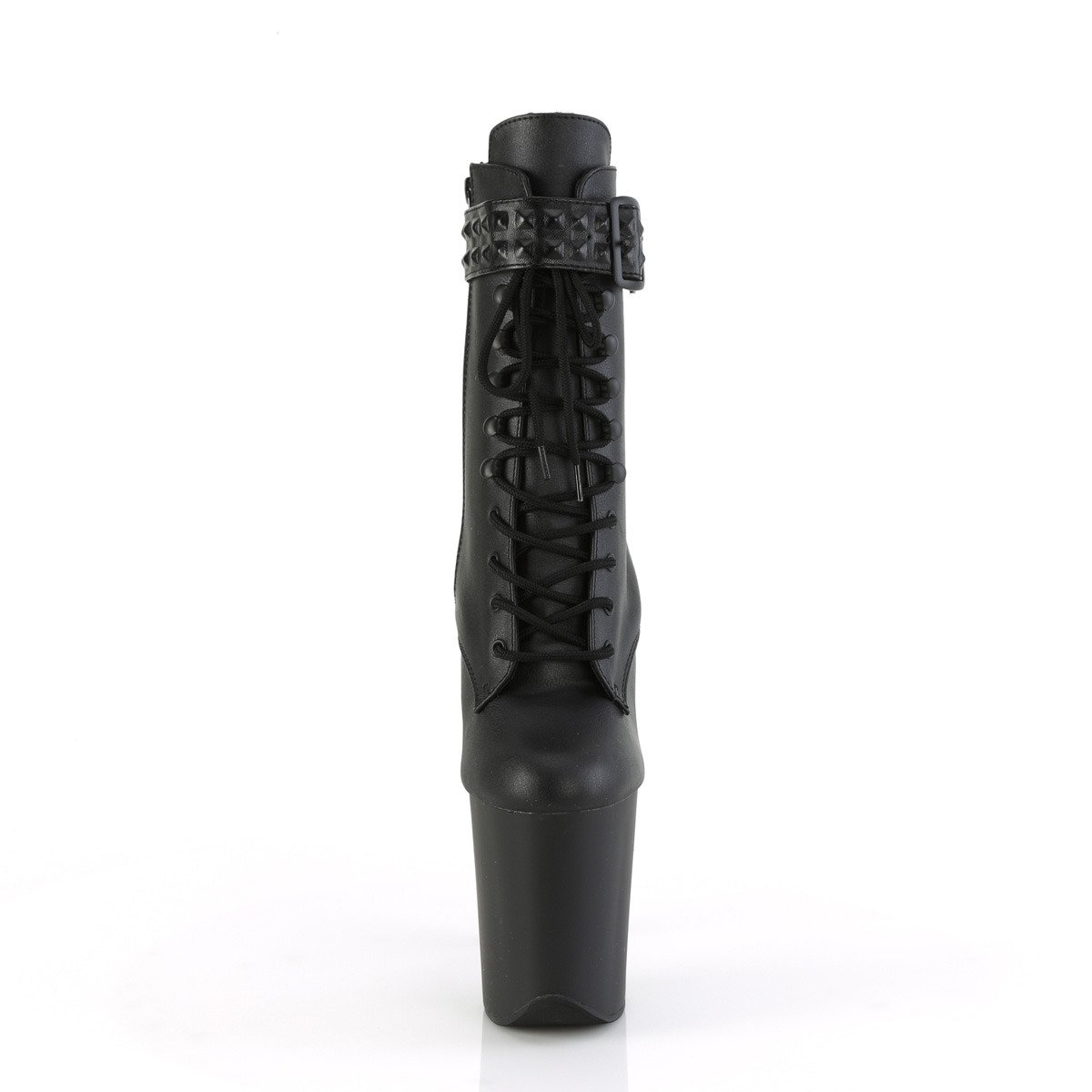 Pleaser Flamingo-1020STR BPU/M - Černé kotníkové kozačky na vysoké platformě