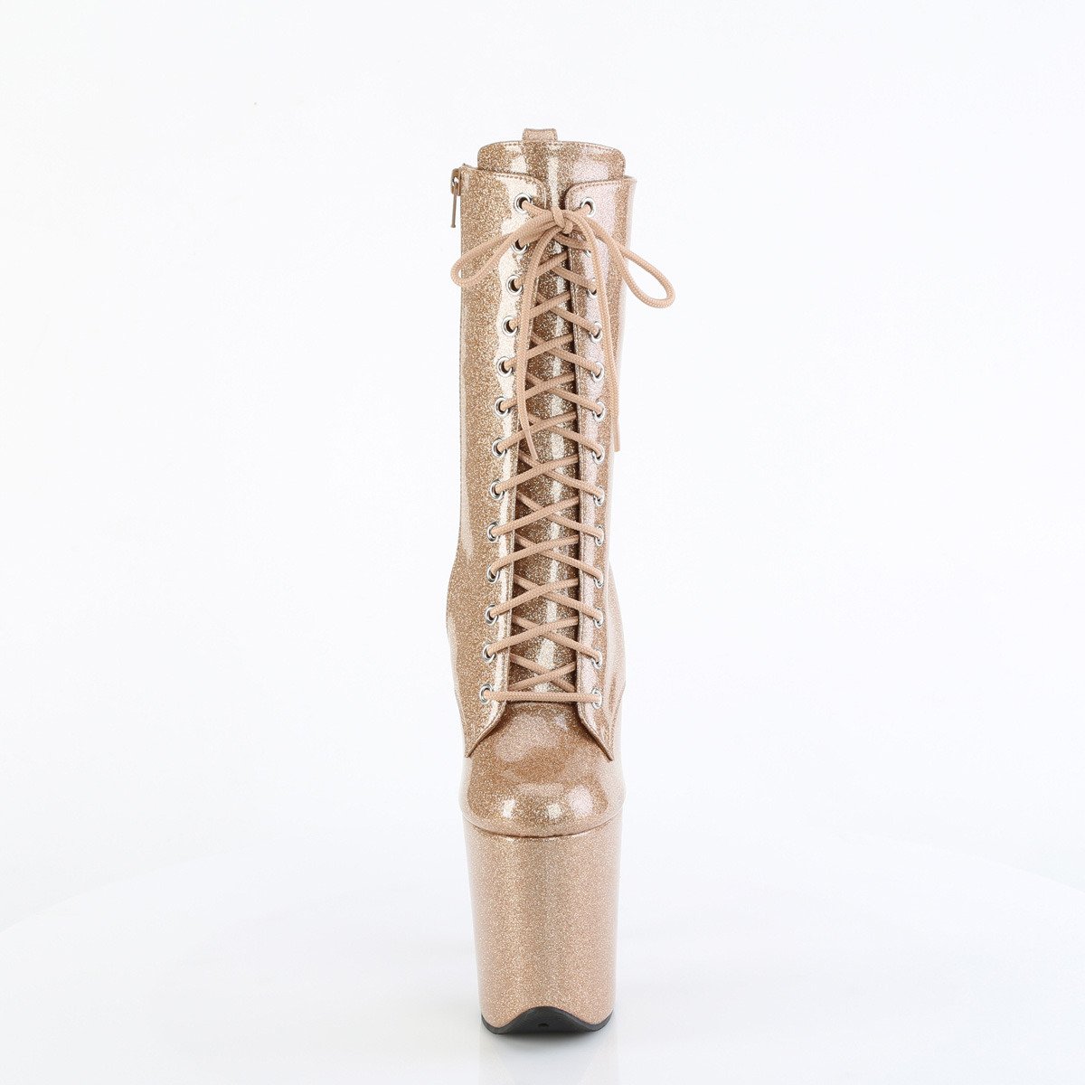Pleaser Flamingo-1040GP GG/M - Lesklé zlaté kotníkové kozačky na vysoké platformě
