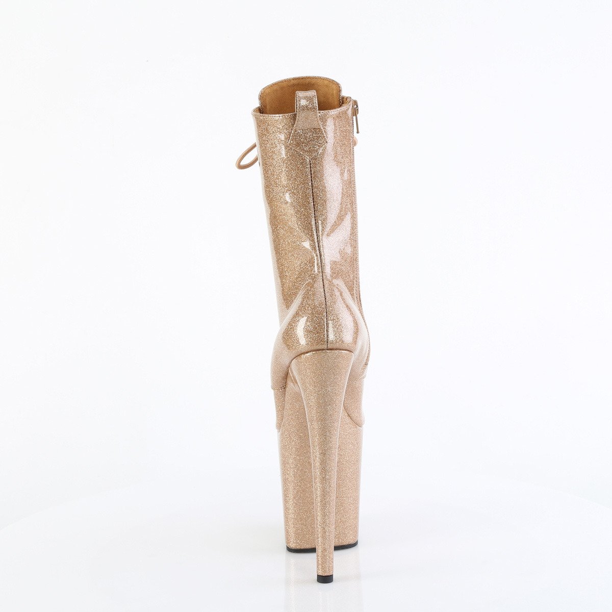 Pleaser Flamingo-1040GP GG/M - Lesklé zlaté kotníkové kozačky na vysoké platformě