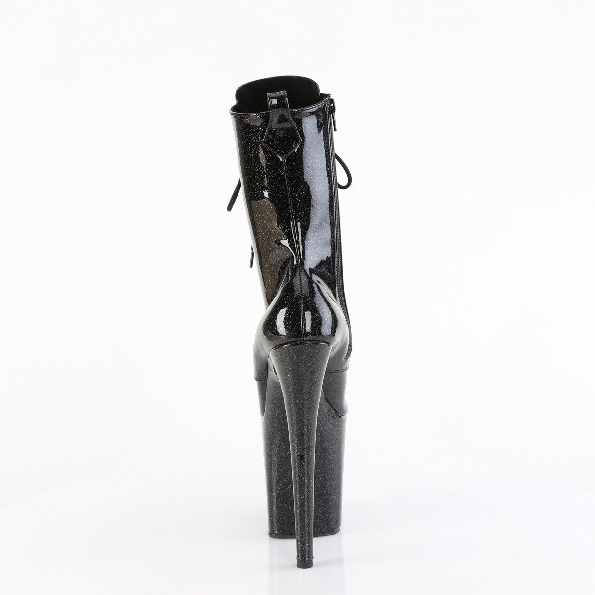 Pleaser Flamingo-1040GP BG/M - Lesklé černé kotníkové kozačky na vysoké platformě