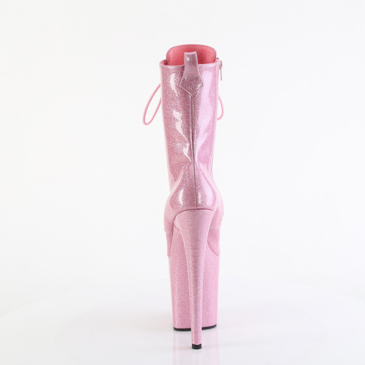 Pleaser Flamingo-1040GP BPG/M - Lesklé růžové kotníkové kozačky na vysoké platformě