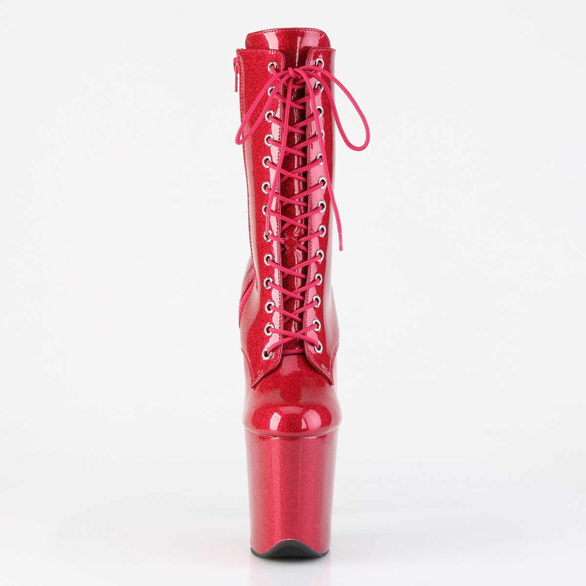 Pleaser Flamingo-1040GP FSG/M - Lesklé fialové kotníkové kozačky na vysoké platformě