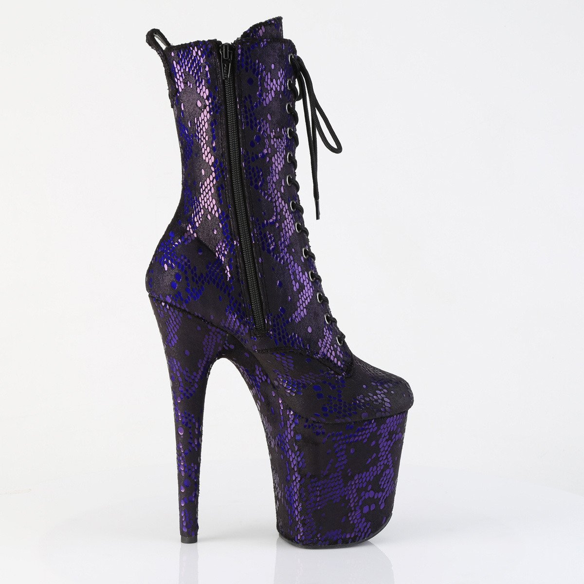 Pleaser Flamingo-1040SPF BLMFA/M - Fialové kotníkové kozačky na vysoké platformě