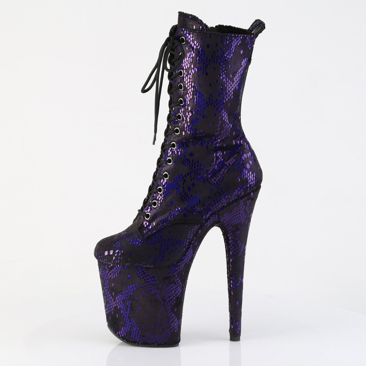 Pleaser Flamingo-1040SPF BLMFA/M - Fialové kotníkové kozačky na vysoké platformě