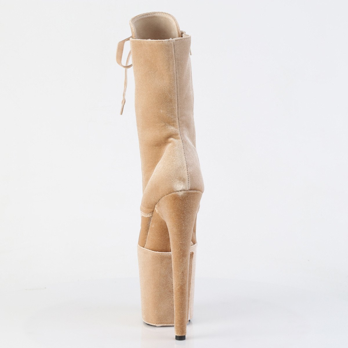 Pleaser Flamingo-1045VEL CR/M - Béžové kotníkové kozačky na vysoké platformě