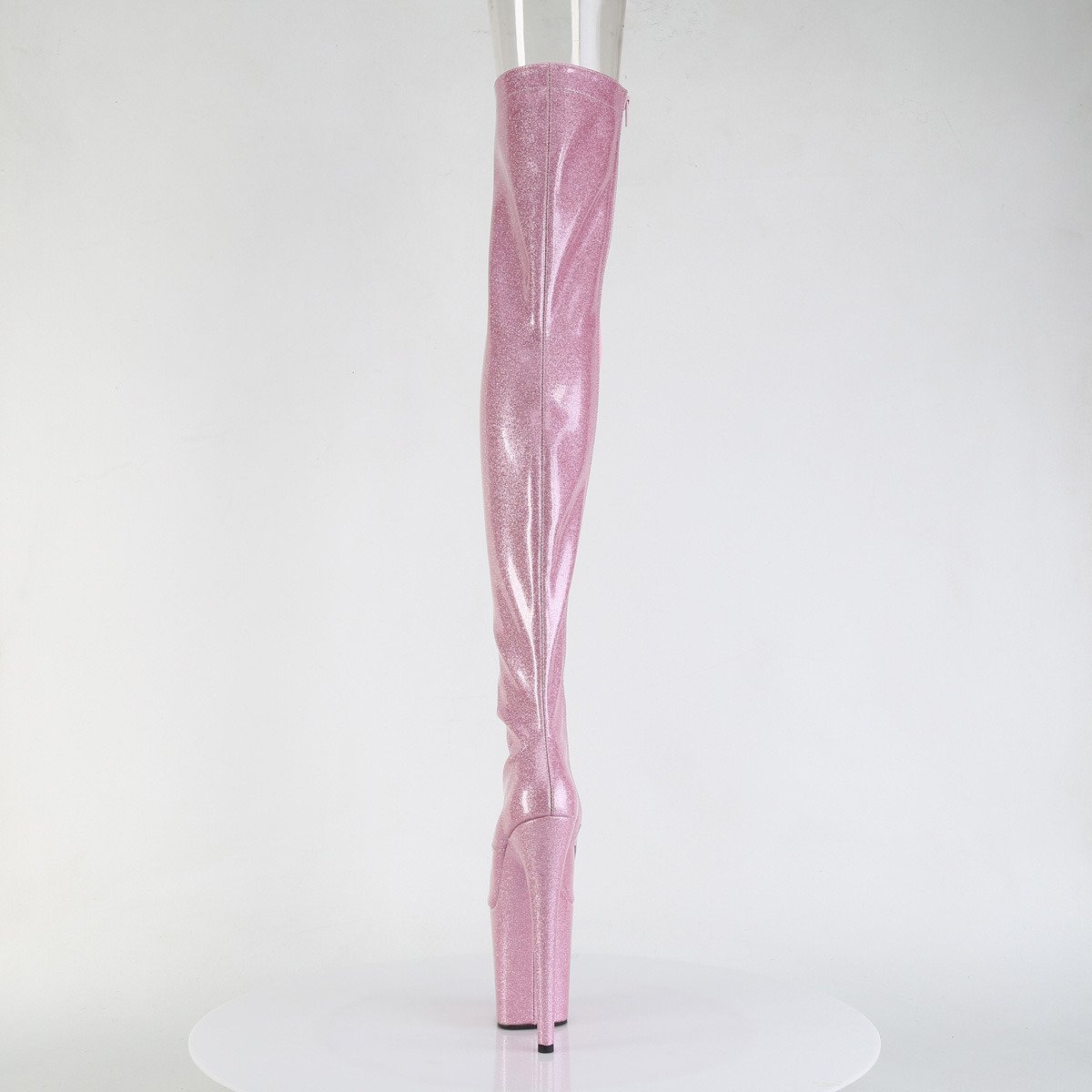 Pleaser Flamingo-3021GP BPG/M - Lesklé růžové kozačky s otevřenou špičkou na vysoké platformě