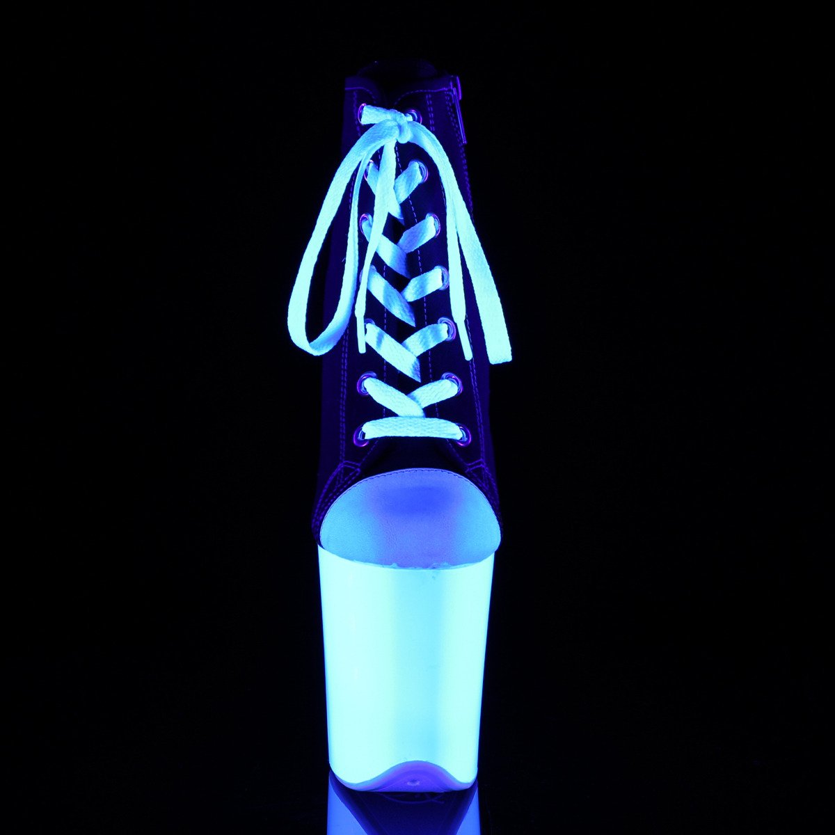 Pleaser Flamingo-800SK-02 BCA/NW - Černé kotníkové kozačky na vysoké platformě