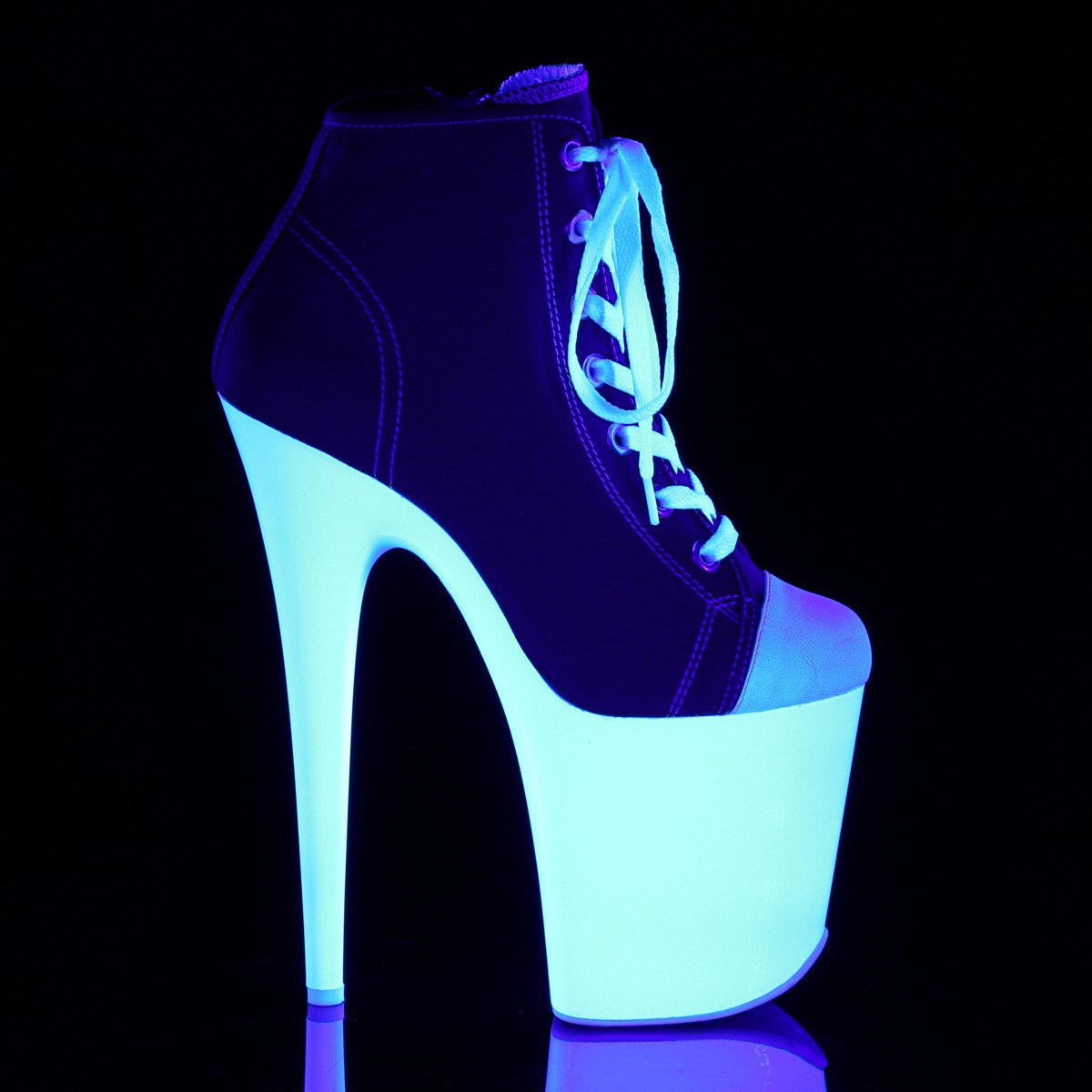 Pleaser Flamingo-800SK-02 RCA/NW - Červené kotníkové kozačky na vysoké platformě