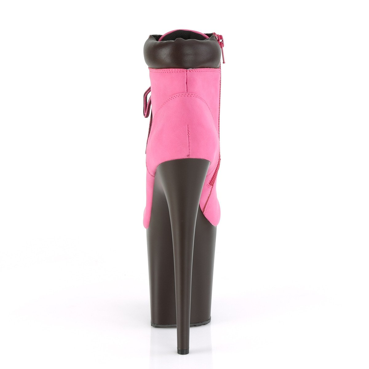 Pleaser Flamingo-800TL-02 HPNB/DB - Růžové kotníkové kozačky na vysoké platformě