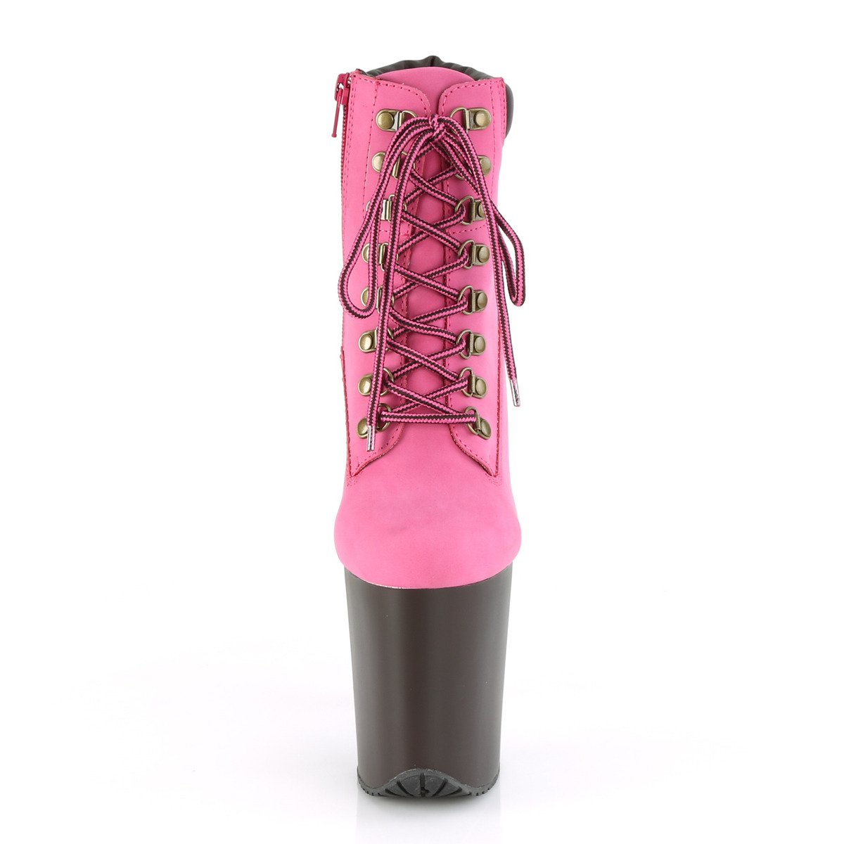 Pleaser Flamingo-800TL-02 HPNB/DB - Růžové kotníkové kozačky na vysoké platformě