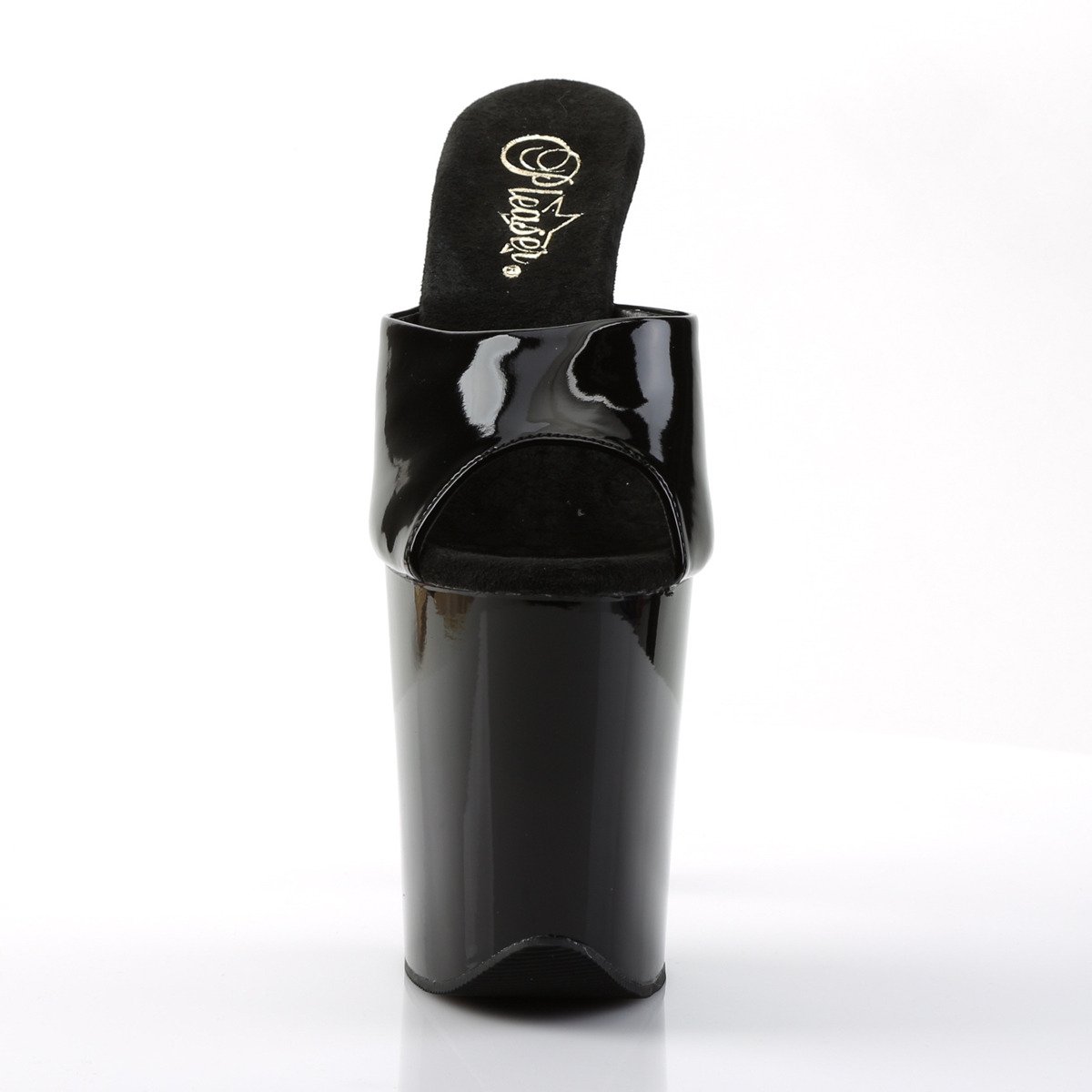 Pleaser Flamingo-801 B/M - Lesklé černé sandály na vysoké platformě