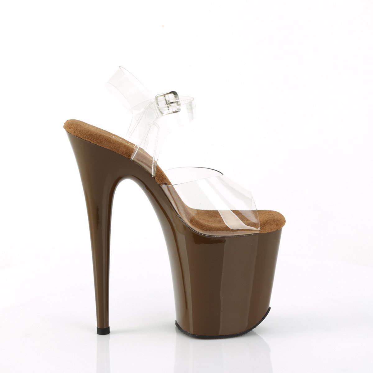 Pleaser Flamingo-808 C/MOC - Průhledné sandály na vysoké platformě