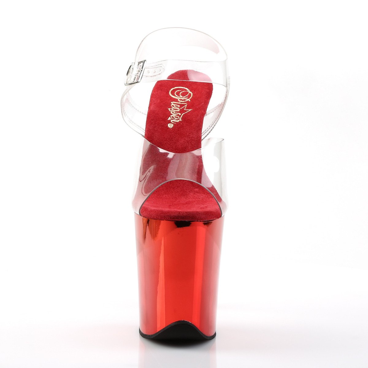 Pleaser Flamingo-808 C/RCH - Průhledné sandály na vysoké platformě