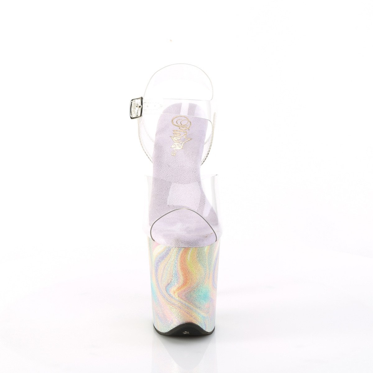 Pleaser Flamingo-808CRF C/LVG - Průhledné sandály na vysoké platformě