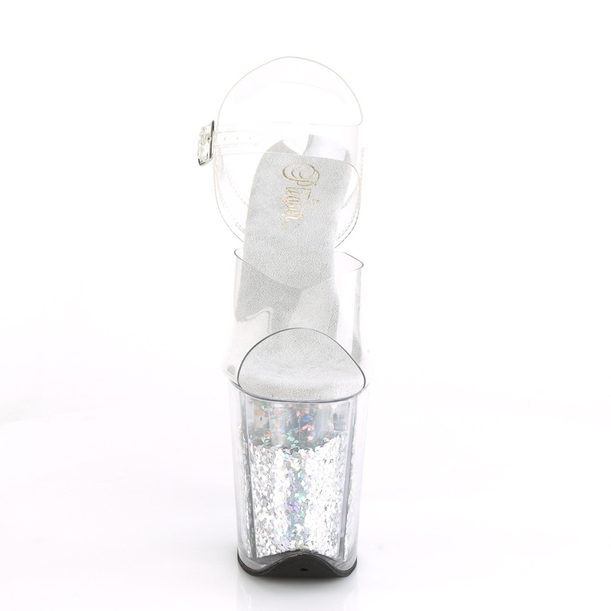 Pleaser Flamingo-808GF C/SMCG - Průhledné sandály na vysoké platformě