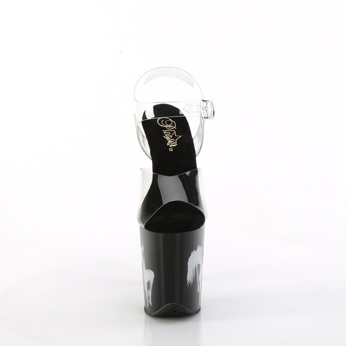 Pleaser Flamingo-808NLSG C/B-MC - Průhledné svítící sandály na vysoké platformě