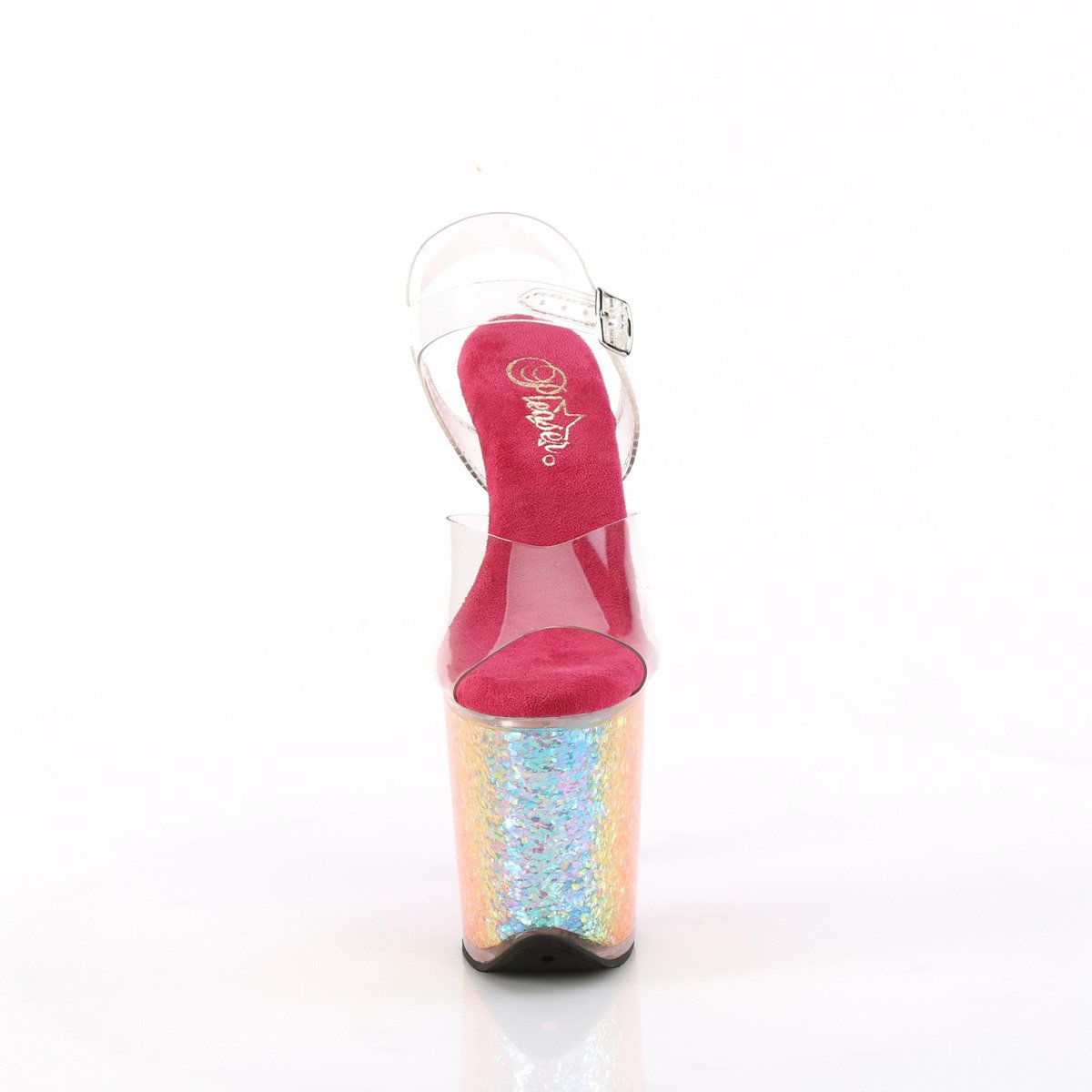 Pleaser Flamingo-808RG-02 C/RBOWG - Průhledné sandály na vysoké platformě