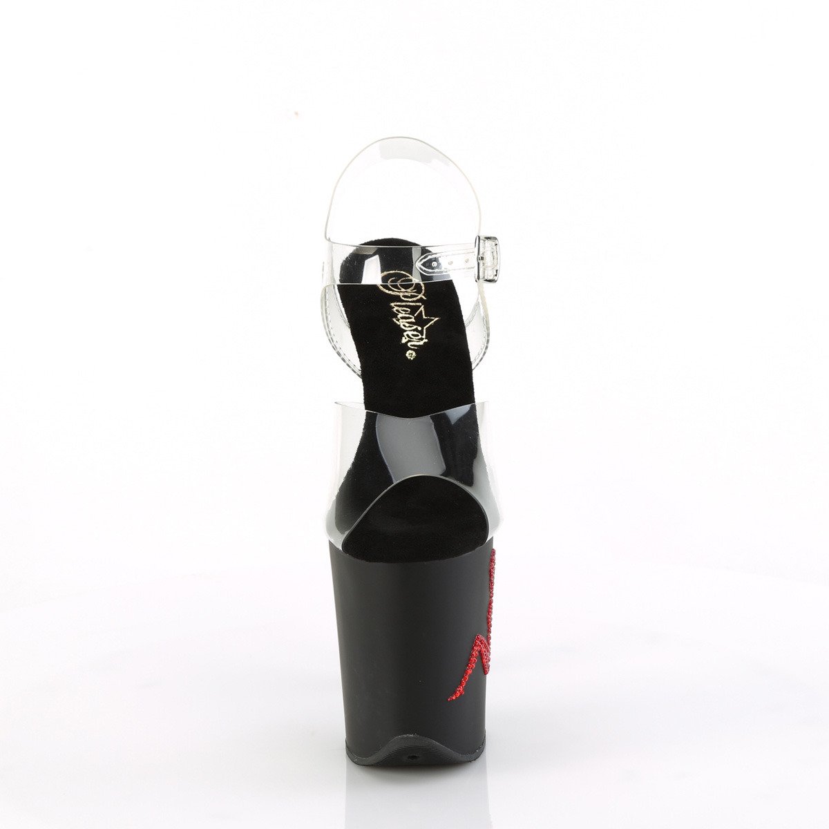 Pleaser Flamingo-808TGRS C/B-R - Průhledné sandály na vysoké platformě