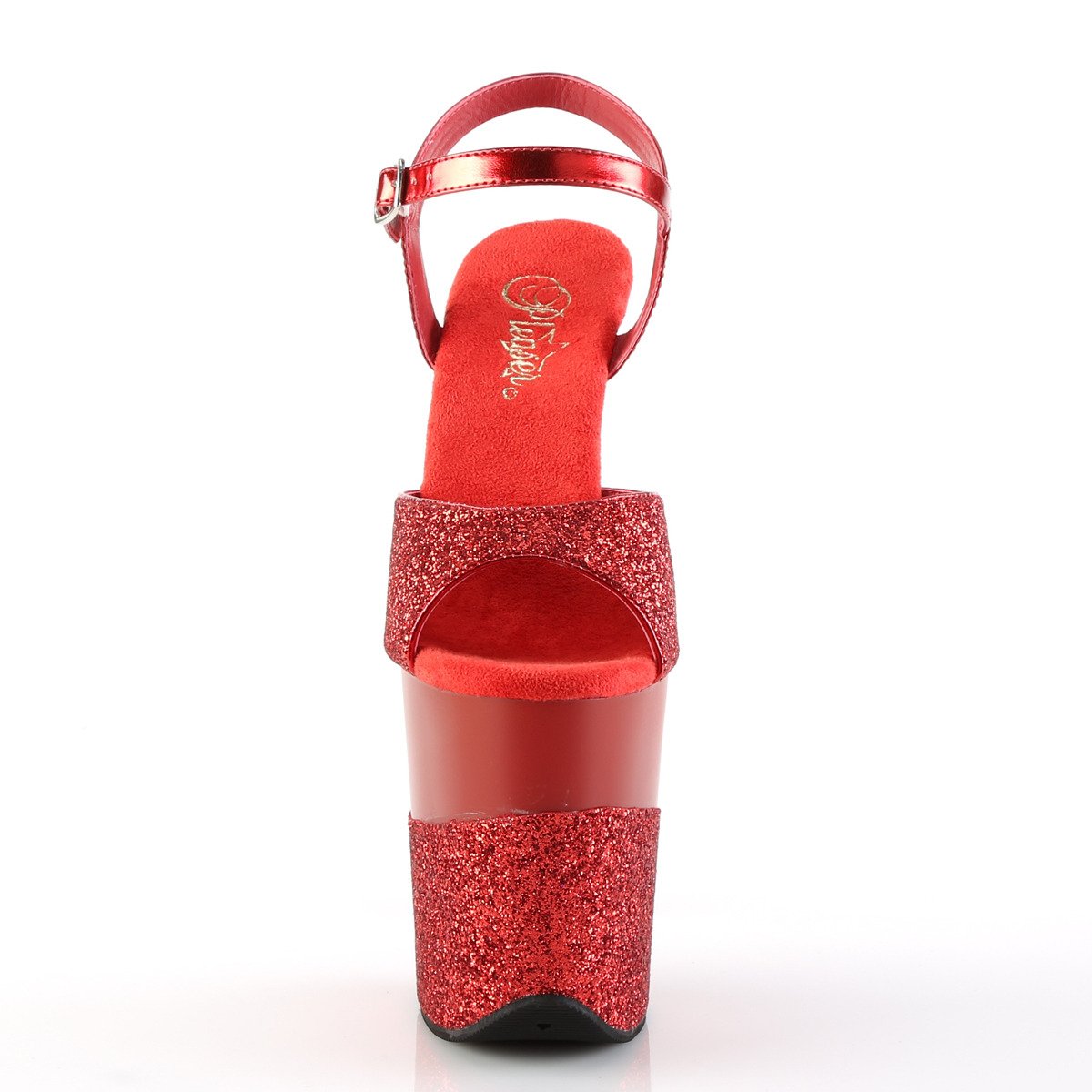 Pleaser Flamingo-809-2G RG/M - Červené sandály na vysoké platformě