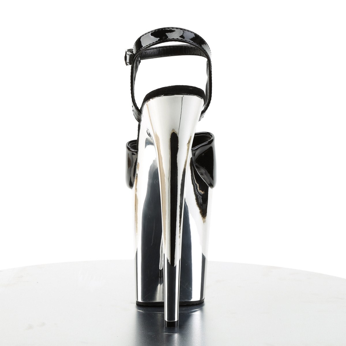 Pleaser Flamingo-809 B/SCH - Lesklé černé sandály na vysoké platformě