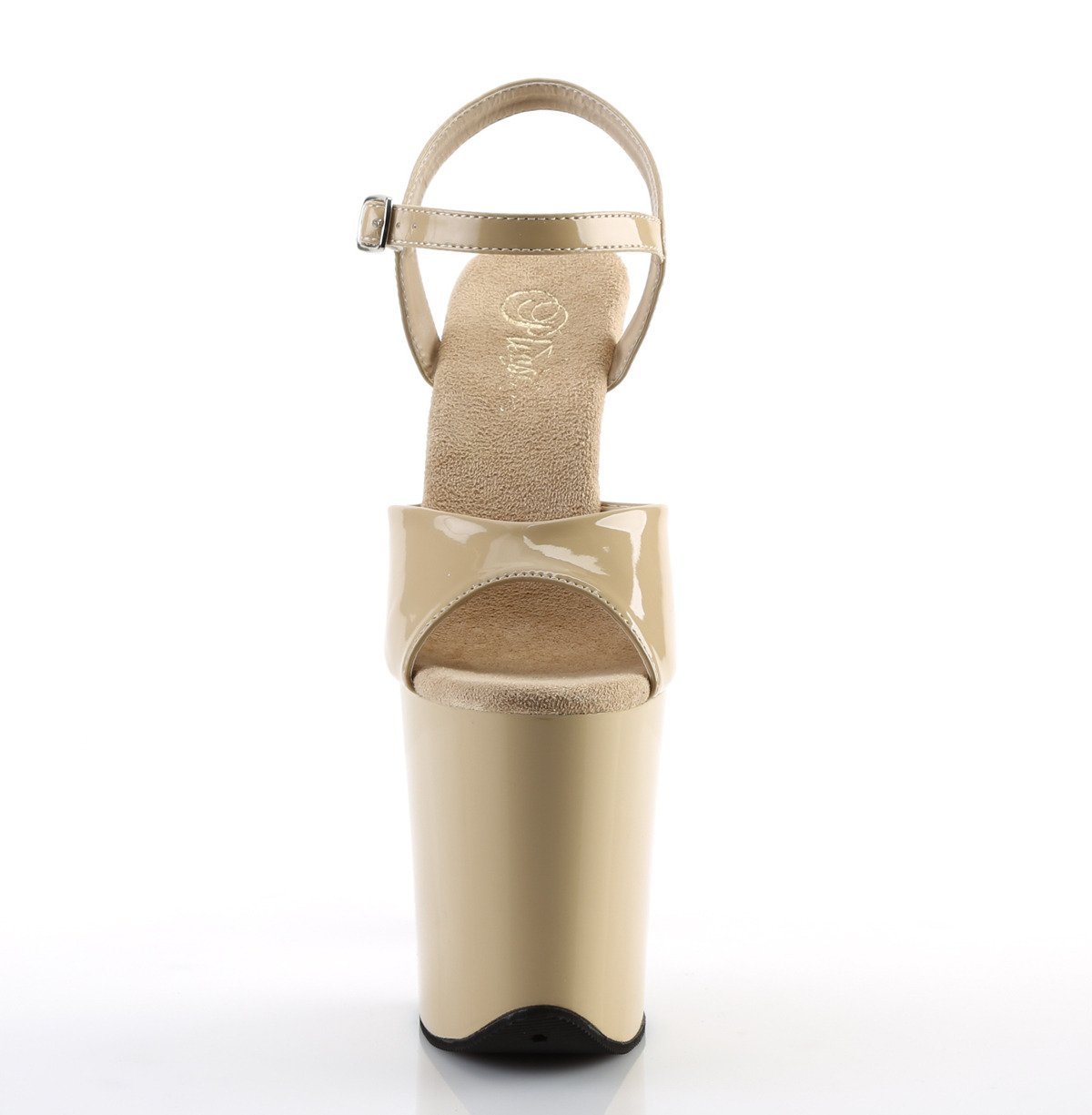 Pleaser Flamingo-809 CR/M - Lesklé béžové sandály na vysoké platformě