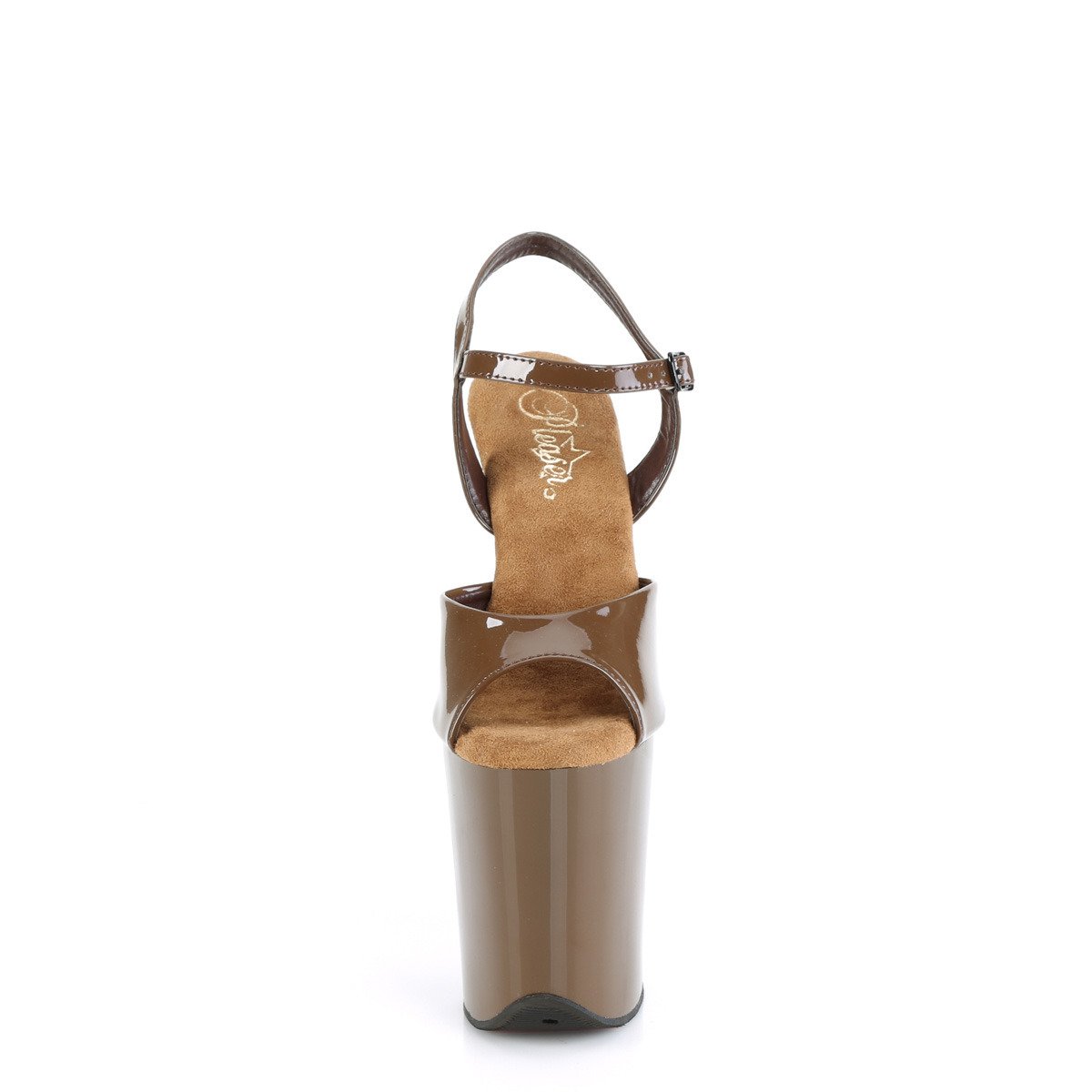 Pleaser Flamingo-809 MOC/M - Lesklé hnědé sandály na vysoké platformě