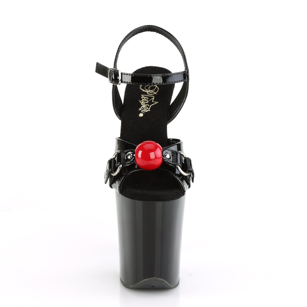 Pleaser Flamingo-809GB B/M - Lesklé černé sandály na vysoké platformě