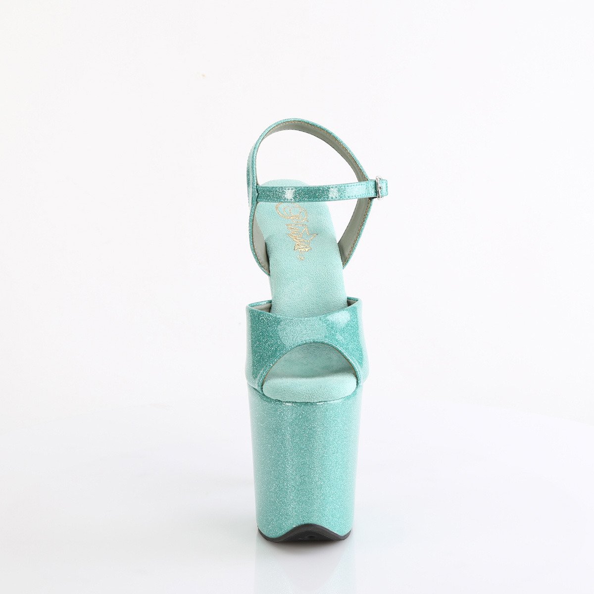 Pleaser Flamingo-809GP AQG/M - Lesklé tyrkysové sandály na vysoké platformě
