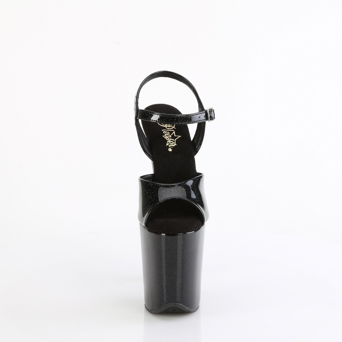 Pleaser Flamingo-809GP BG/M - Lesklé černé sandály na vysoké platformě