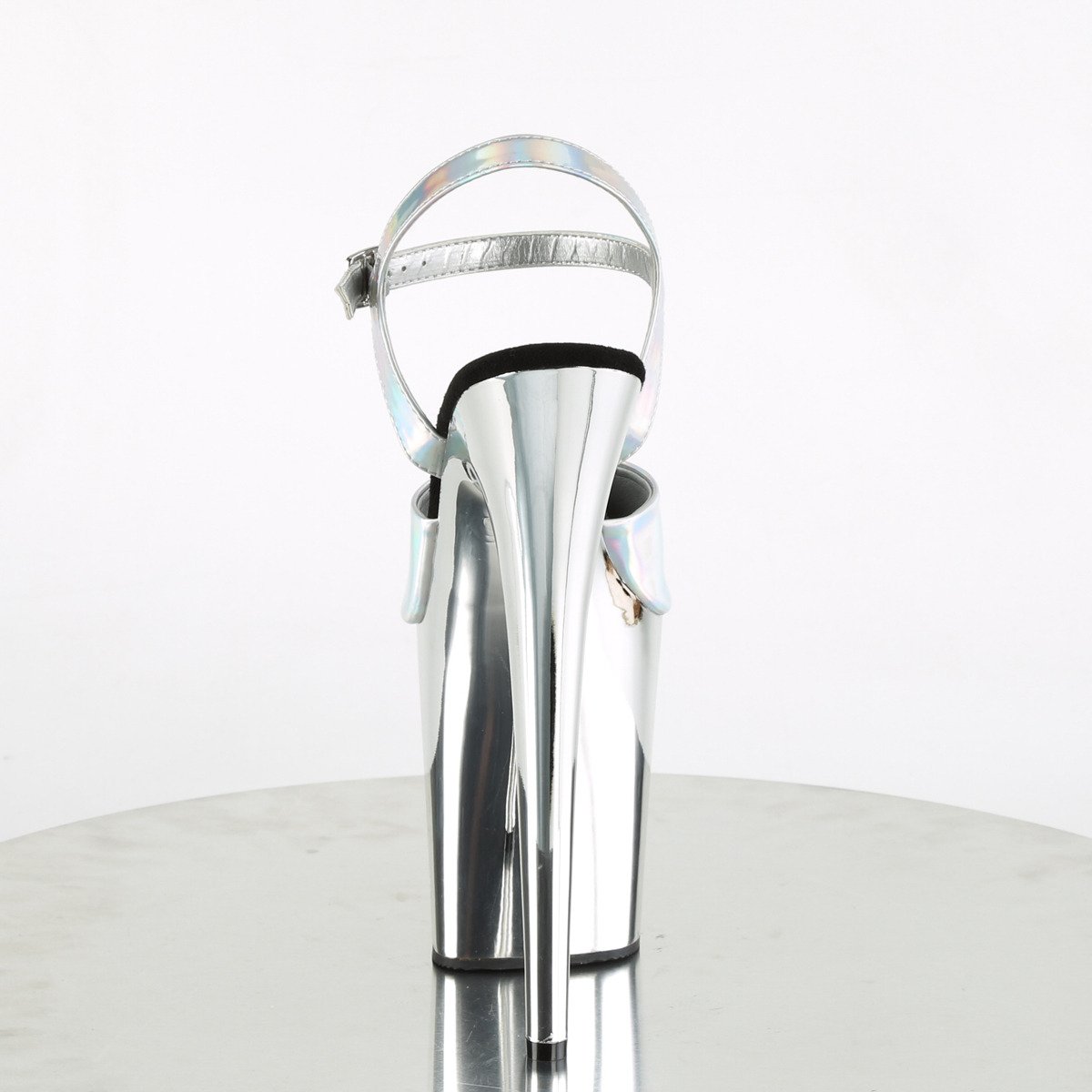 Pleaser Flamingo-809HG SHG/SCH - Lesklé stříbrné sandály na vysoké platformě