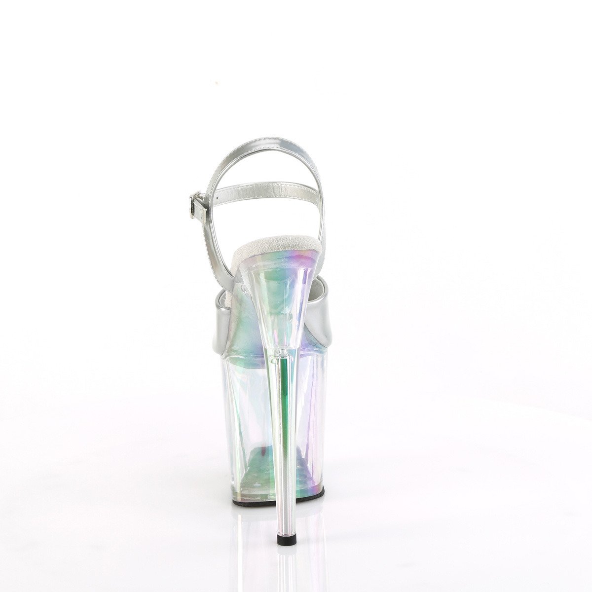 Pleaser Flamingo-809HT SHG/HG - Lesklé stříbrné sandály na vysoké platformě