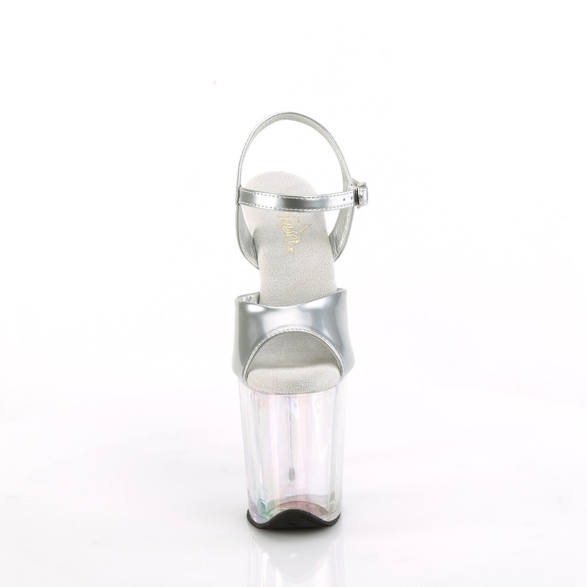 Pleaser Flamingo-809HT SHG/HG - Lesklé stříbrné sandály na vysoké platformě