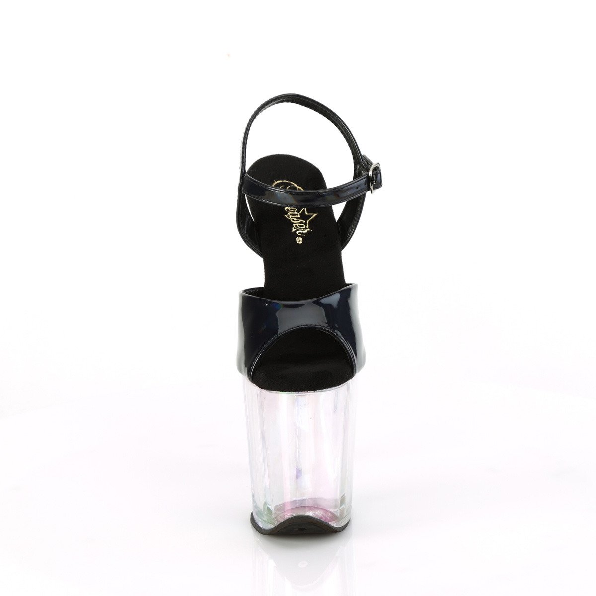 Pleaser Flamingo-809HT BHG/HG - Lesklé černé sandály na vysoké platformě