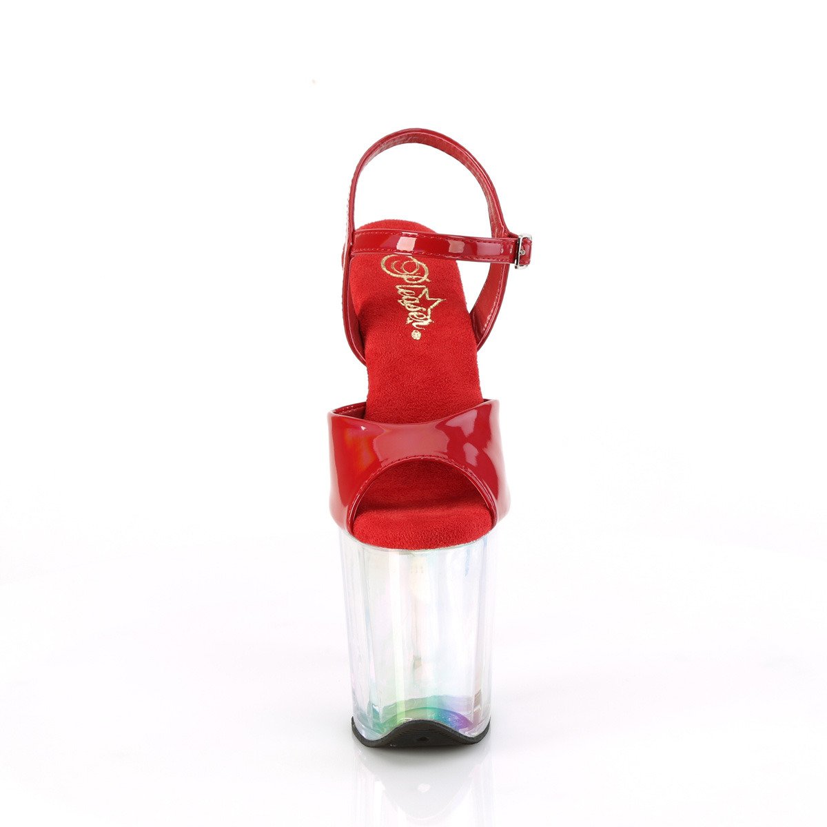 Pleaser Flamingo-809HT RHG/HG - Lesklé červené sandály na vysoké platformě