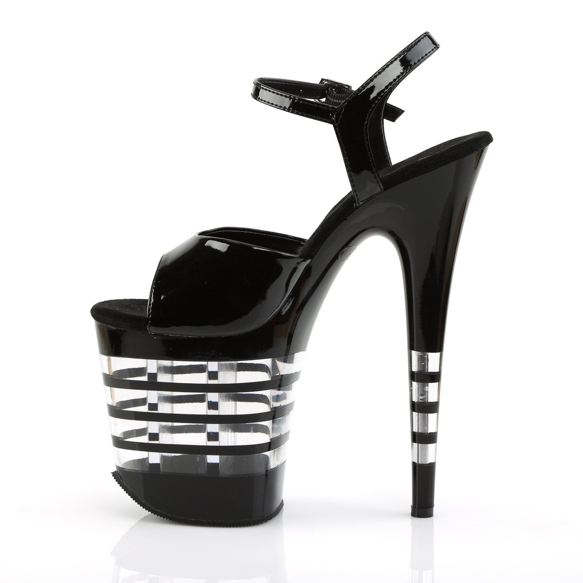 Pleaser Flamingo-809LN B/M - Lesklé černé sandály na vysoké platformě