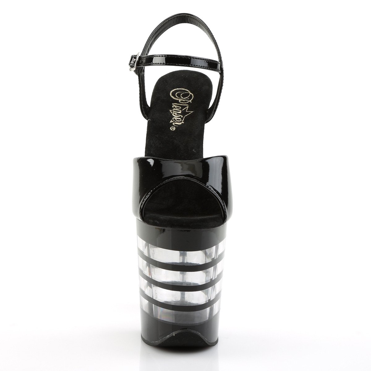 Pleaser Flamingo-809LN B/M - Lesklé černé sandály na vysoké platformě