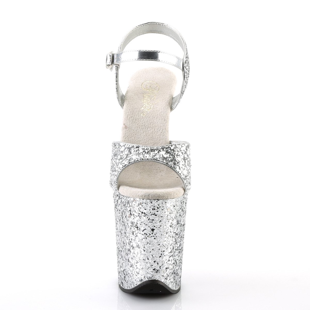 Pleaser Flamingo-810LG SG/M - Stříbrné sandály na vysoké platformě