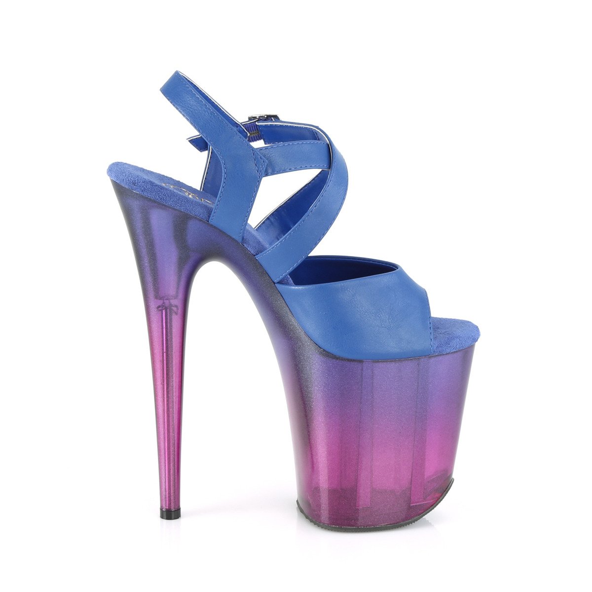 Pleaser Flamingo-822T BLPU/BLU-PP - Modré sandály na vysoké platformě