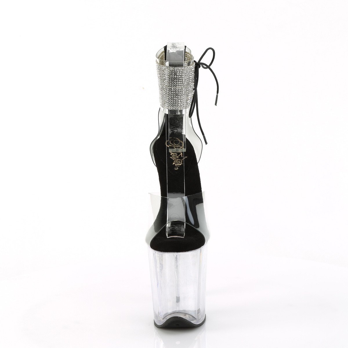 Pleaser Flamingo-824RS C-B/C - Černé boty s páskem přes kotník na vysoké platformě