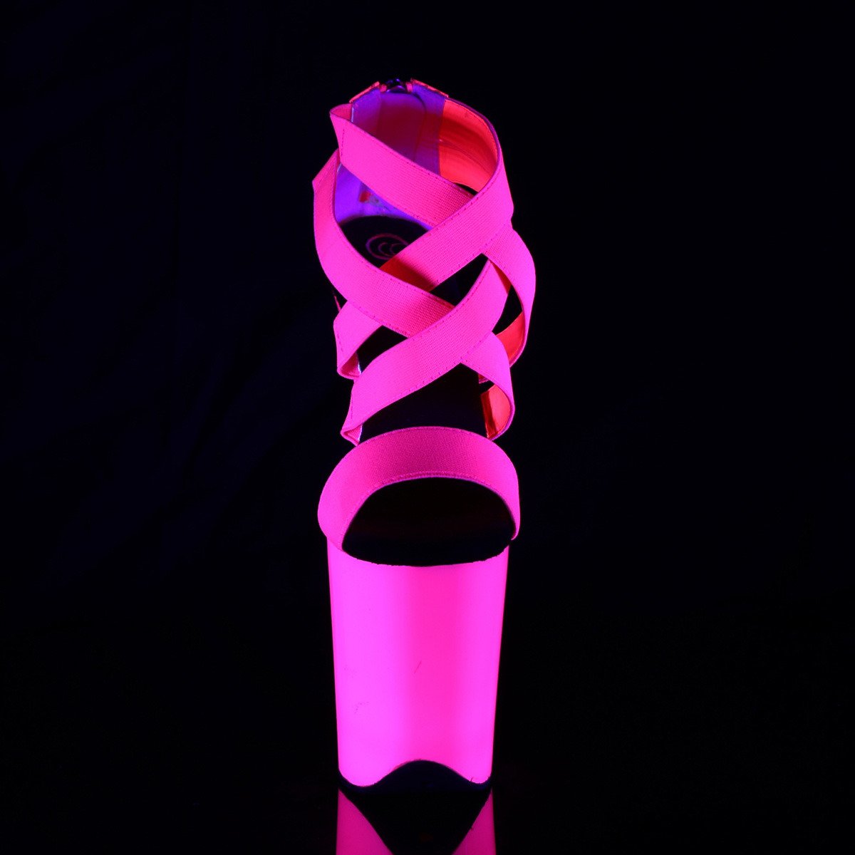 Pleaser Flamingo-869UV NHPELSPT/M - Růžové uv reaktivní sandály na vysoké platformě