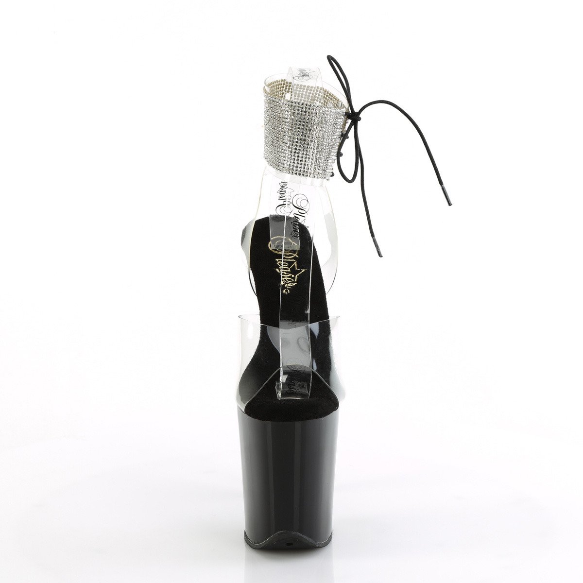 Pleaser Flamingo-891-2RS C/B - Průhledné boty s páskem přes kotník na vysoké platformě