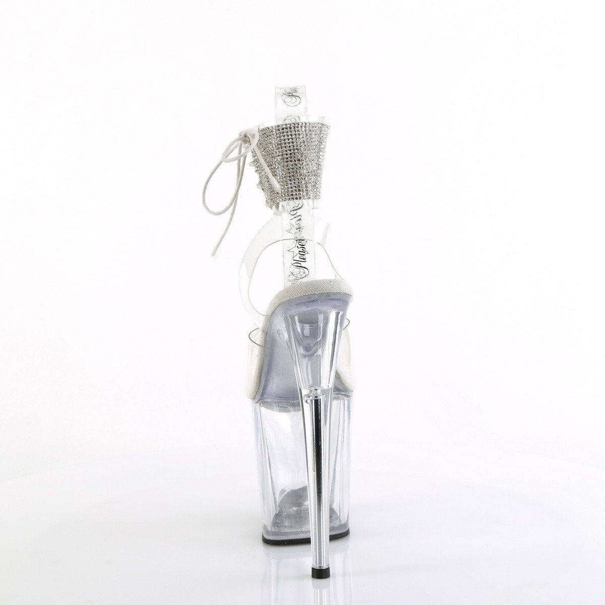 Pleaser Flamingo-891-2RS C/M - Průhledné boty s páskem přes kotník na vysoké platformě