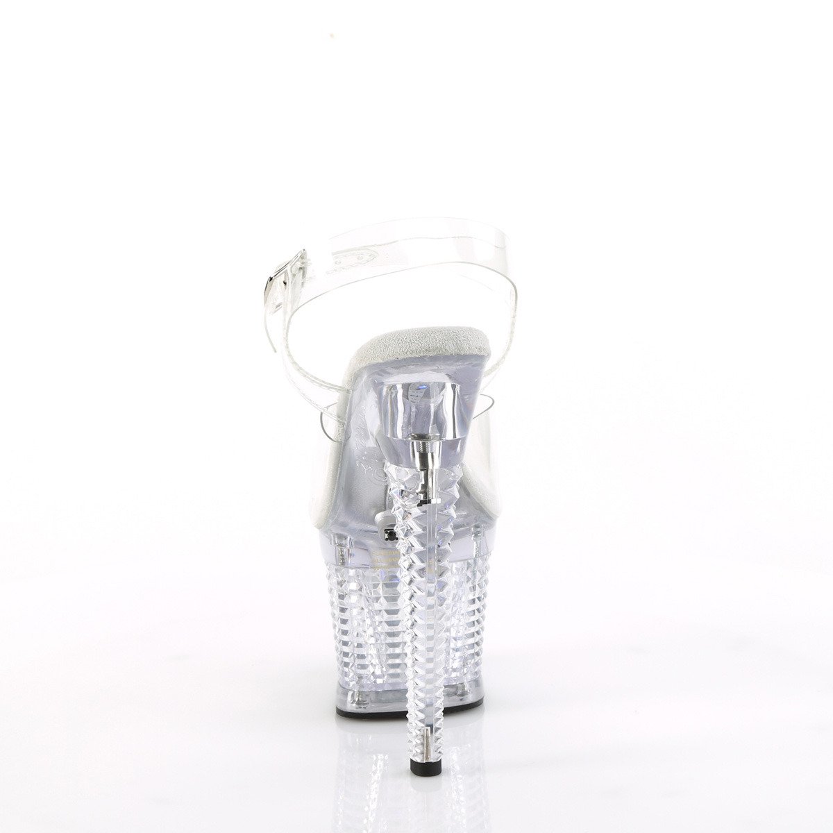 Pleaser Flashdance-708SPEC C/M - Průhledné svítící sandály na vysoké platformě