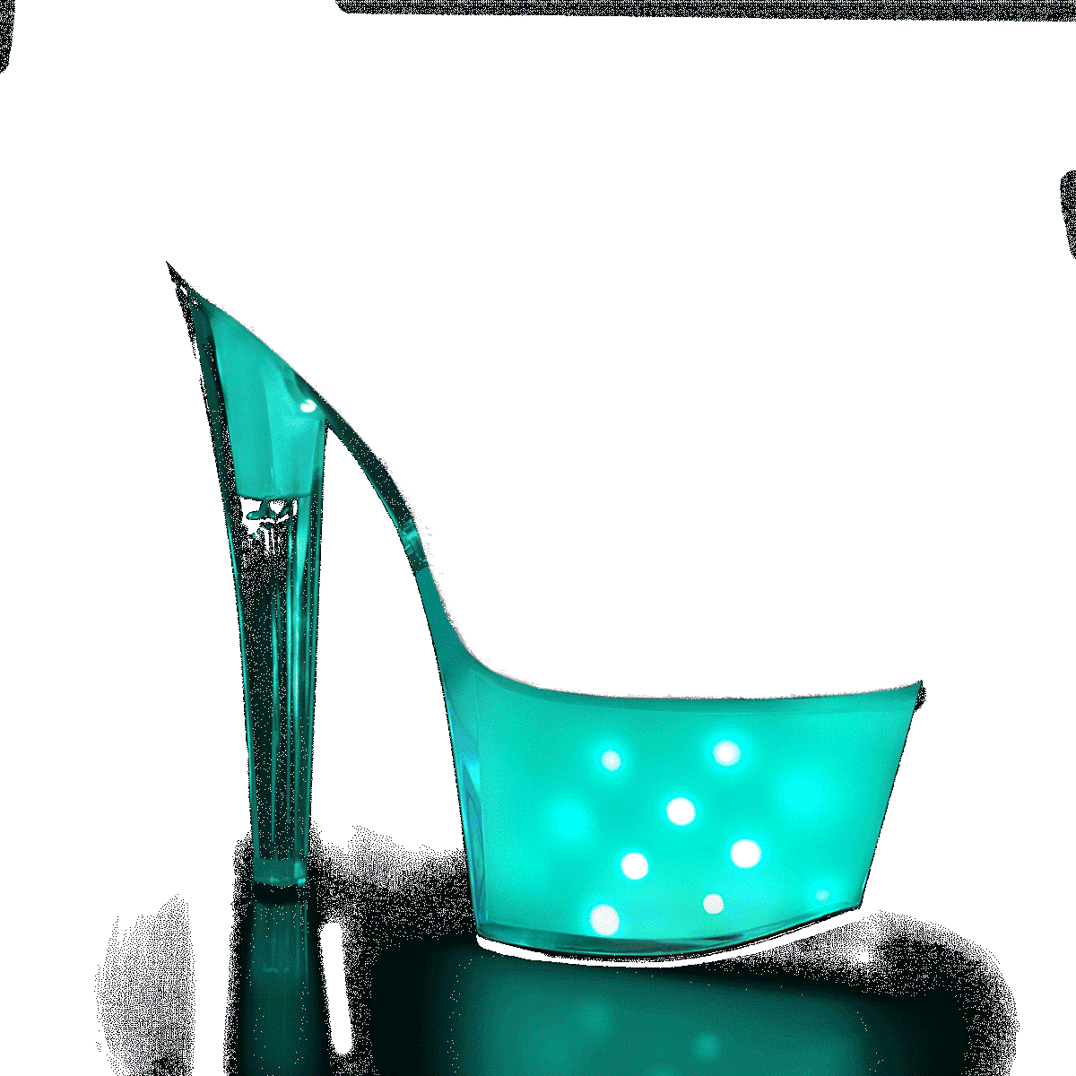 Pleaser Illuminator-708 C/WGLOW - Průhledné svítící sandály na vysoké platformě