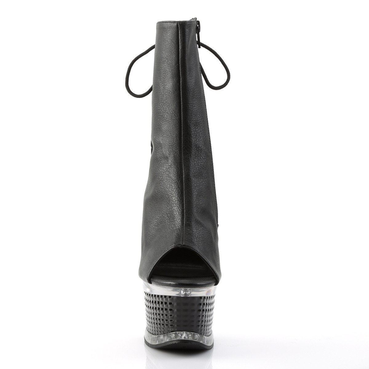 Pleaser Illusion-1018 BPU/M - Černé kozačky s otevřenou špičkou na platformě s vysokými podpatky