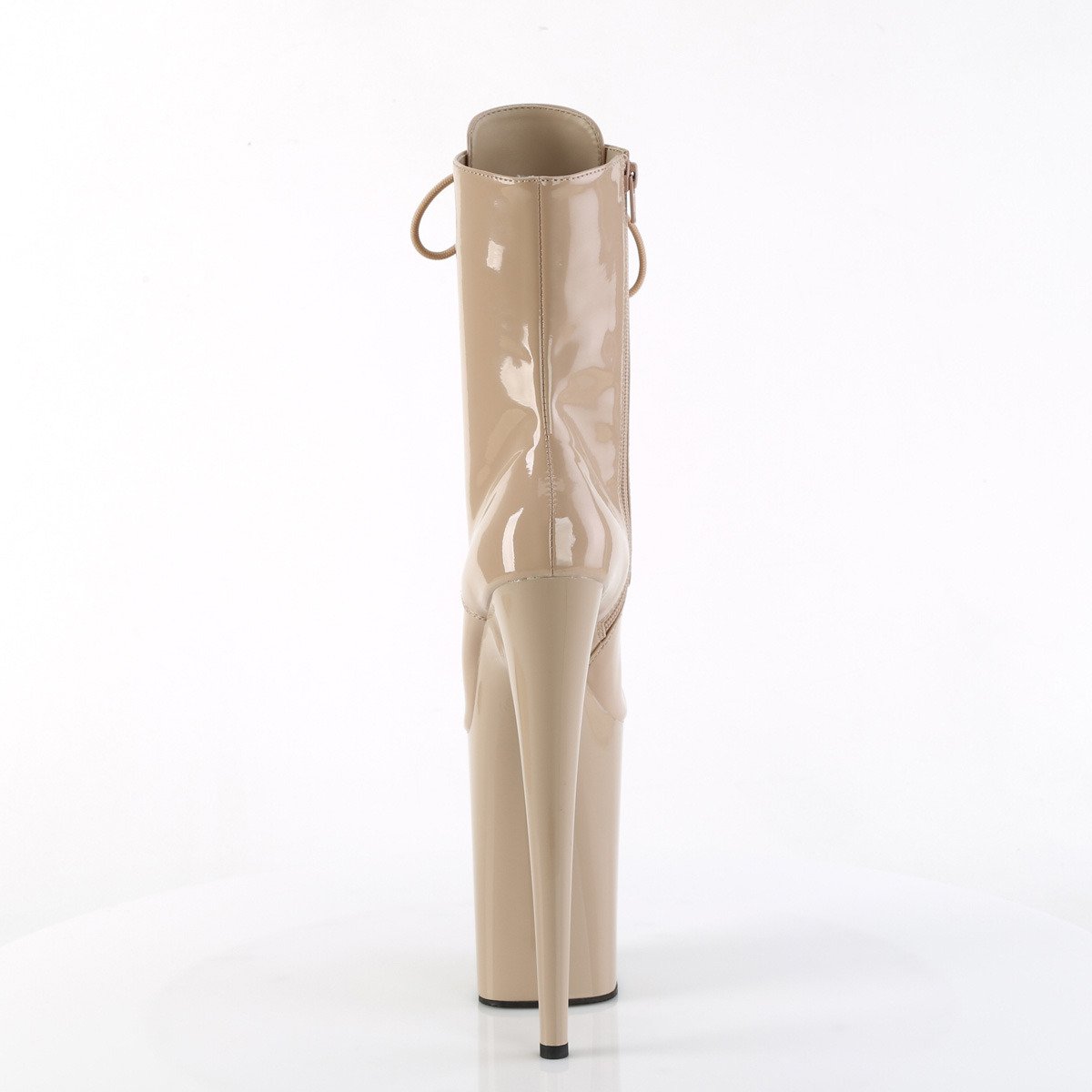 Pleaser Infinity-1020 ND/M - Lesklé béžové kotníkové kozačky na vysoké platformě