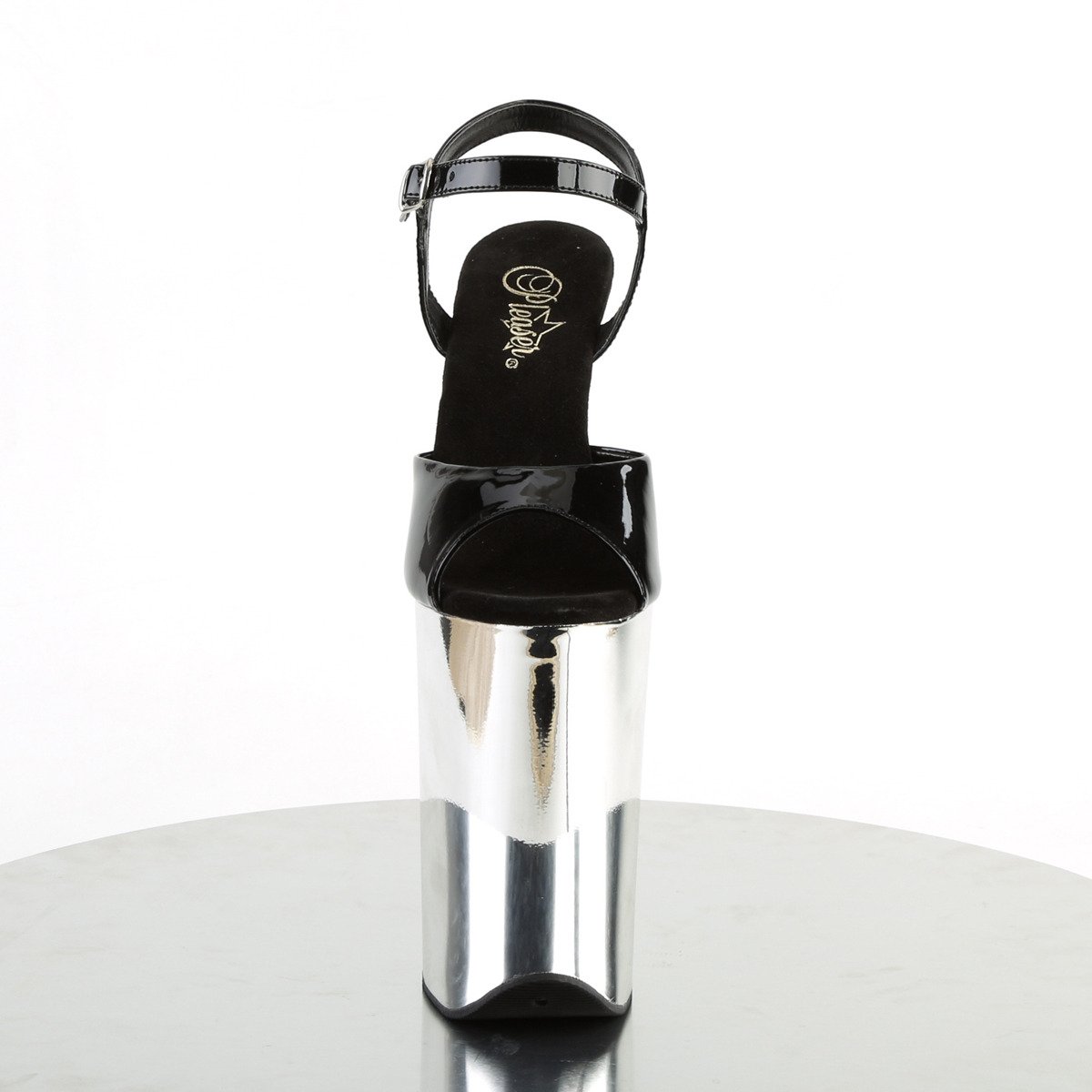 Pleaser Infinity-909 B/SCH - Lesklé černé sandály na vysoké platformě