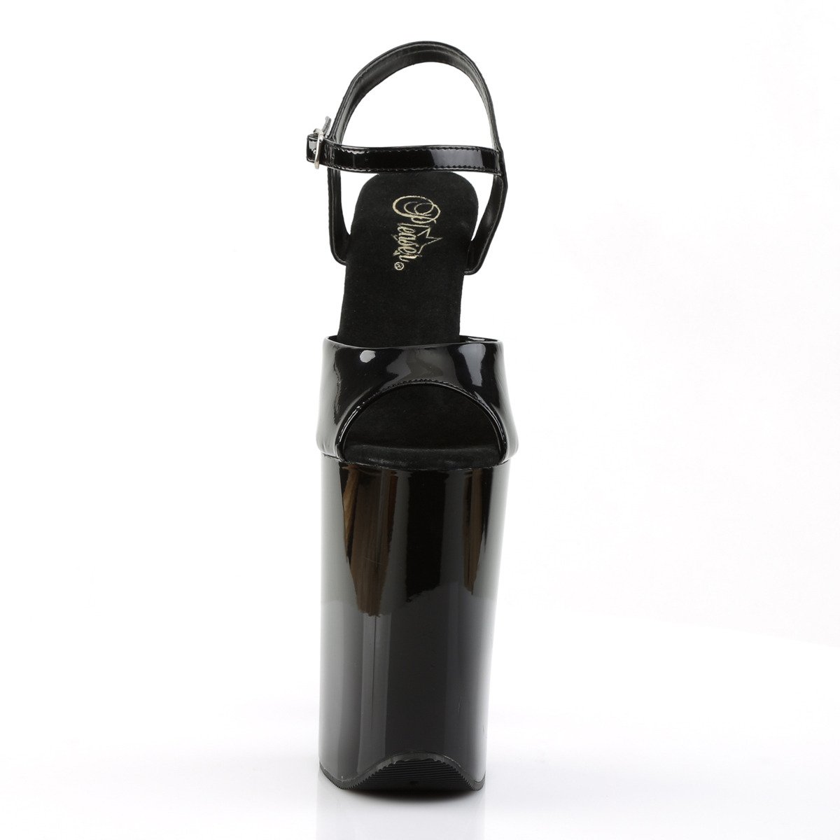 Pleaser Infinity-909 B/M - Lesklé černé sandály na vysoké platformě