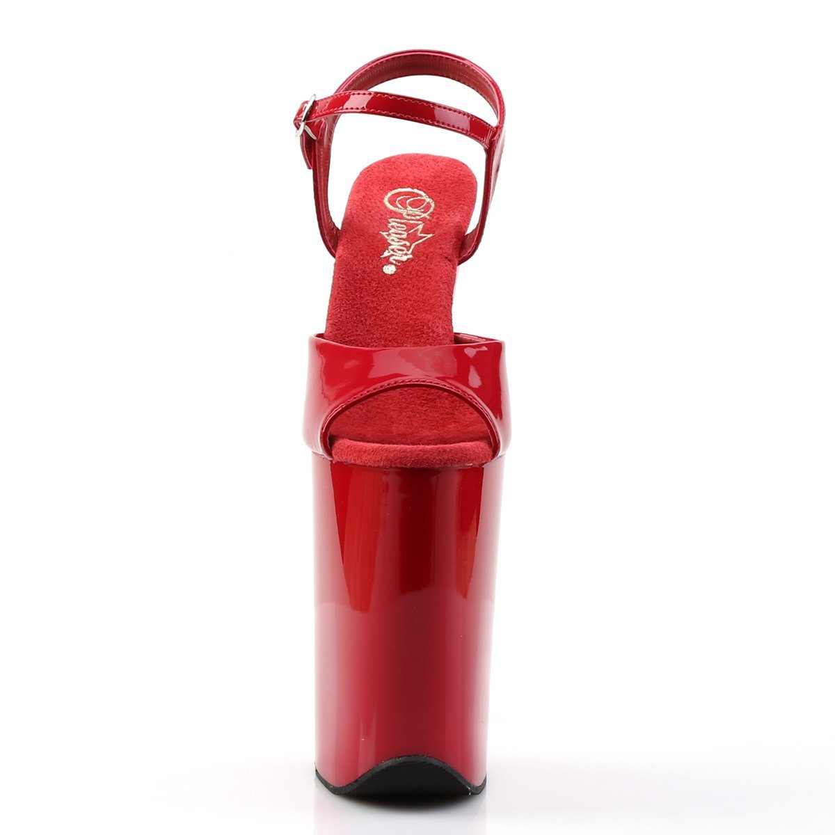 Pleaser Infinity-909 R/M - Lesklé červené sandály na vysoké platformě